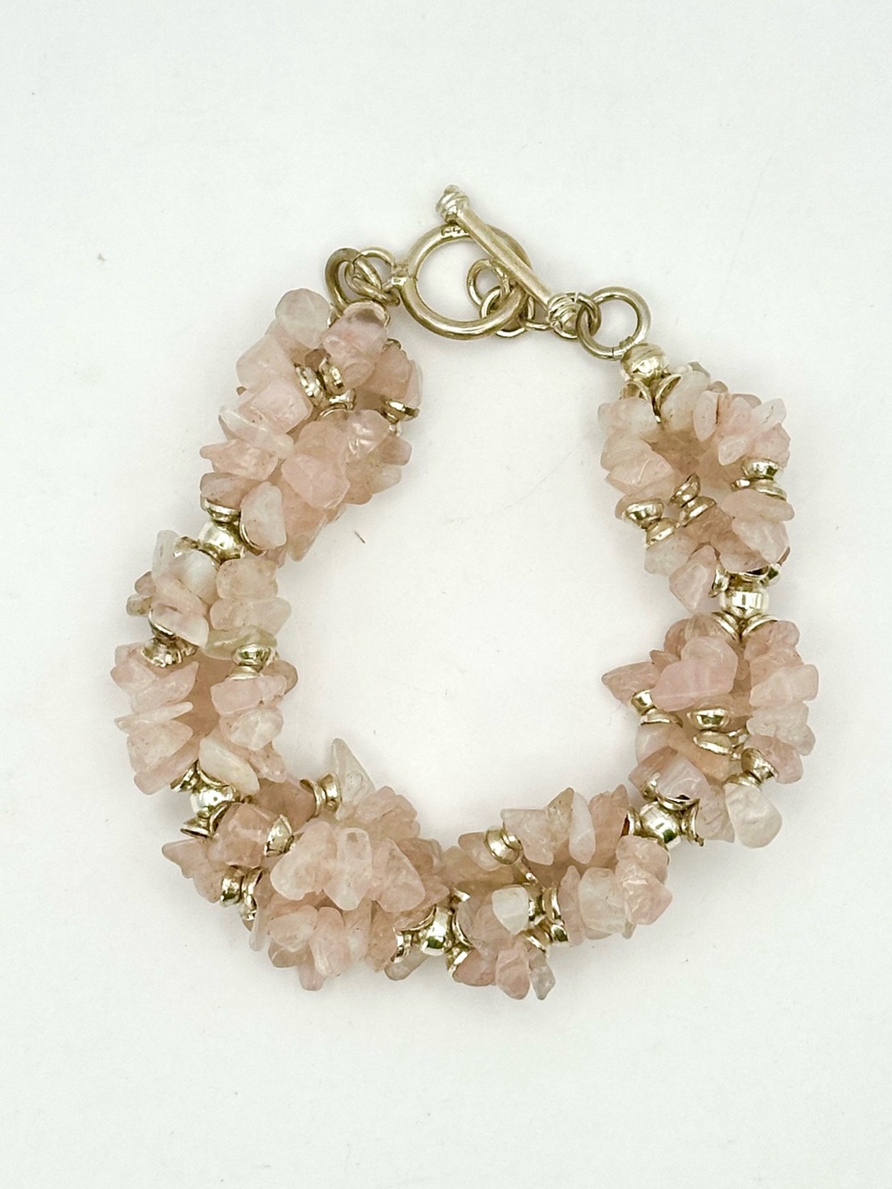 Silpada Retired B0929 Sterling Silver Chunky Rose Quartz Nugget Toggle Bracelet